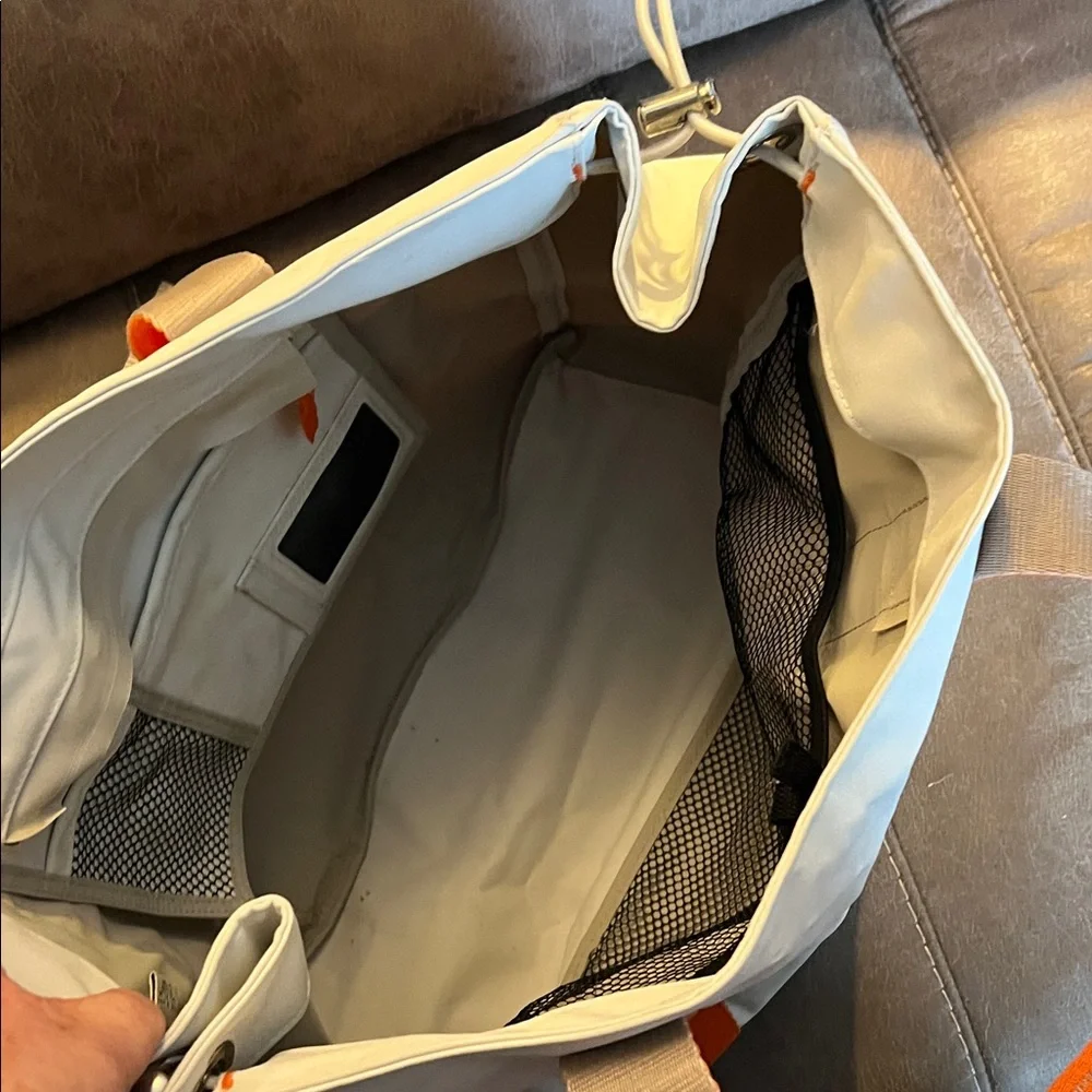 Banana Republic White Tote Bag with Orange Handles